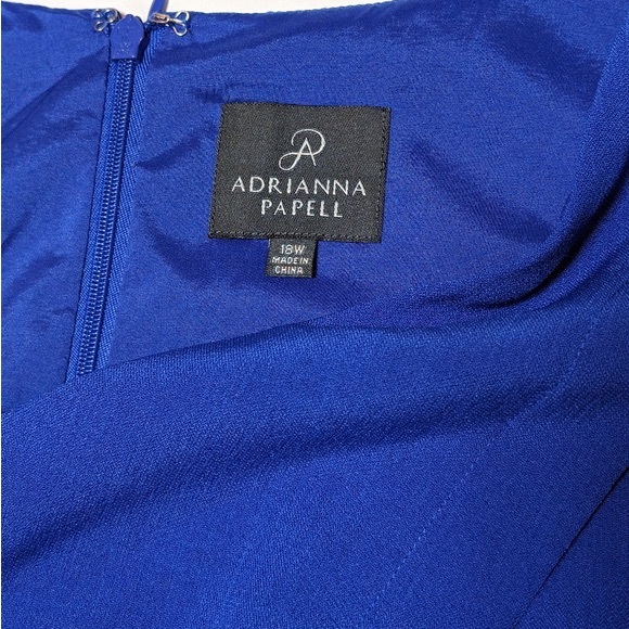 Adrianna Papell 18W Plus Size Blue V Neck Sheath Dress Woman Formal - Picture 5 of 8